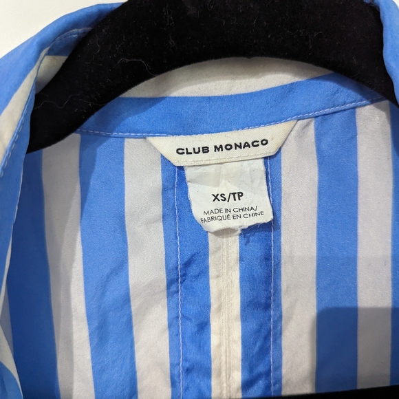Blue and white striped sleeveless silk blouse - Picture 2 of 4